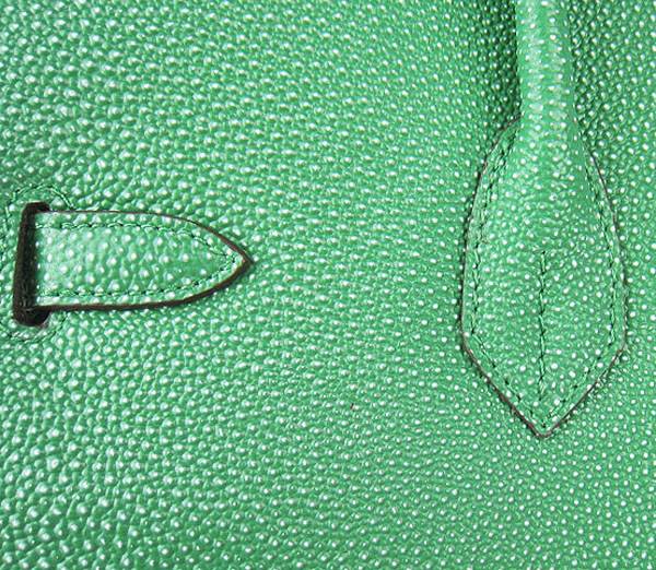 High Quality Fake Hermes Birkin 35CM Pearl Veins Leather Bag Green 6089 - Click Image to Close